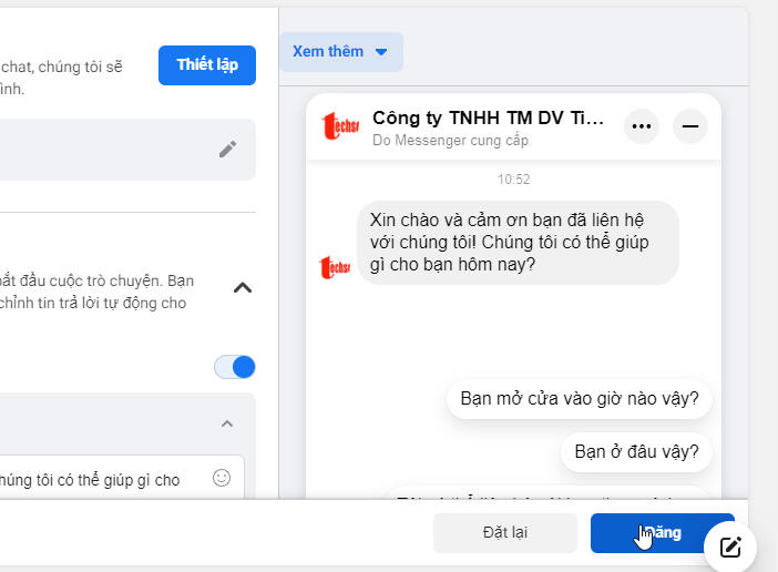 Thêm tính năng chat trực tiếp vào trang web của bạn thông qua Messenger